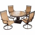 Hanover Hanover MONACO5PCSW Monaco Outdoor Patio Dining Set - 5 Pieces (4 Swivel Rockers; 51" Round Table with Pedestal) MONACO5PCSW